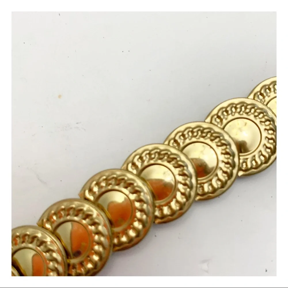 Vintage stretchy red and gold concho coin belt retro 1980s